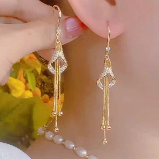 Golden Cascade Tassel Earrings