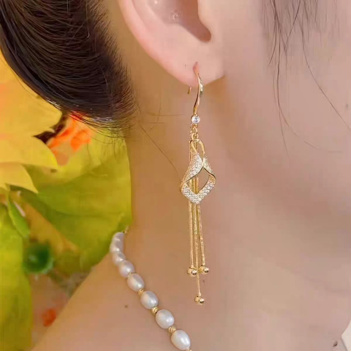 Golden Cascade Tassel Earrings